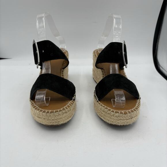 Franco Sarto Shoes Sandals Womens Size 8.5 Coastal Black Tan Wedge Espadrille - Picture 5 of 12